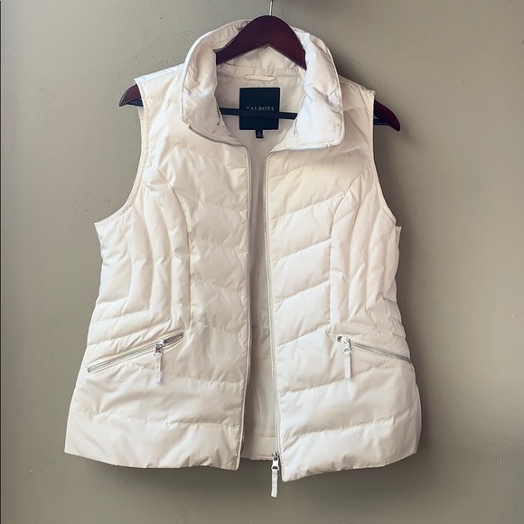 Talbots White Puffer Zip Up Down Winter Vest 12P - Picture 2 of 5